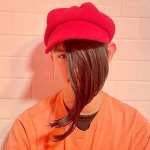 VINTAGE 90's Betmar New York Newsboy Red Wool Hat Unisex